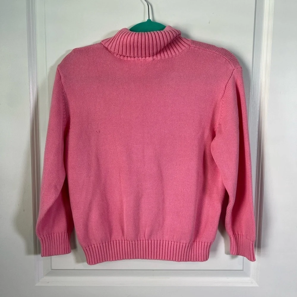 TBBC Townsend Turtleneck Sweater - Hamptons Hot Pink w/ Palm Beach Pink size 12